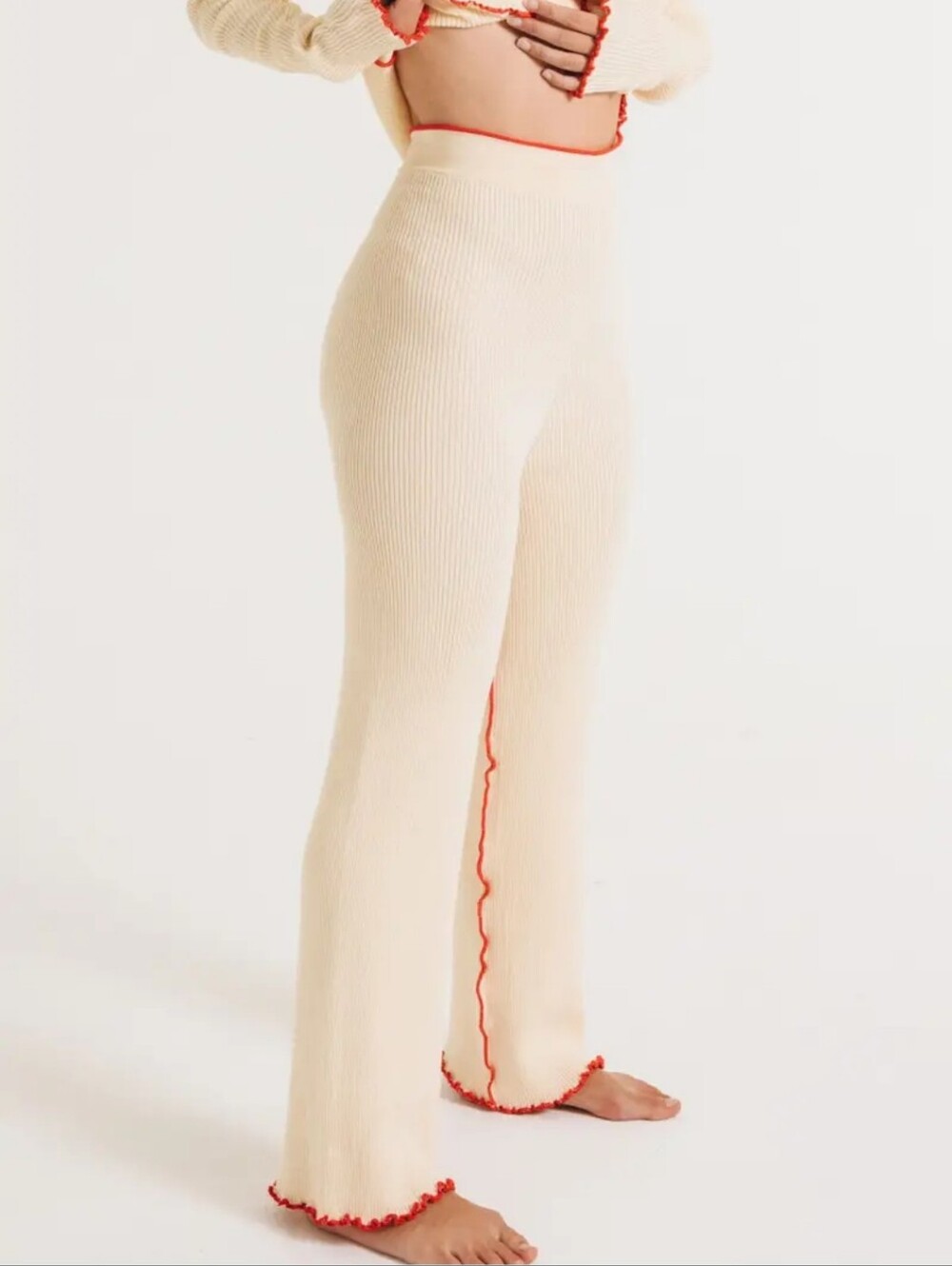 Aniela Parys Natural Ribbed Seren Knit Trousers - XS/S